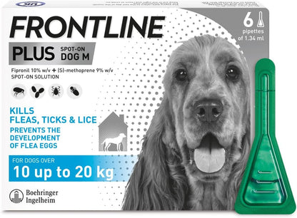 Frontline Plus for Dogs | Flea & Tick Treatment 6 pipettes